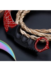 ريال مكافحة سترايك Karambit سكين شفرة مثبتة Lore غمد النمر الأسنان قوس قزح أدوات تكتيكية لحفظ الحياة أداة الصيد السكاكين