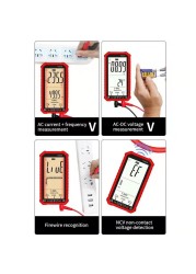 Smart Digital Multimeter 10A Current 600V Voltage AC DC LCD Display Multi Tester Doide Capacitor Frequency Temperature NCV