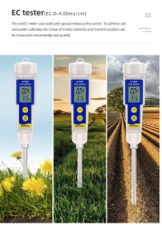 EC-315 Soil Meter 2 in 1 Soil EC and Temperature Meter Waterproof 0 ~ 4.00 mS/cm Multipurpose Conductivity Tester with ATC 50% Off