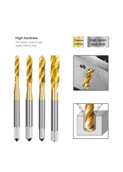 XCAN Screw Tap 4/5pcs M3 M4 M5 M6 M8 Metric Tap Kit Spiral Drill Bit Threading Tools HSS Steel 6542 Screw Tap