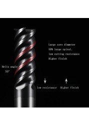 HRC 70 CNC Carbide End Mills Tungsten Ball Nose Milling Cutter Tools 2 4 Flute Degree R0.5 Router Bit 4 6 8 10mmShank Metal Router