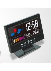 Digital Calendar LED Clock Weather Forecast Station Large Screen With Backlight LCD Desktop Clock Thermometer Hygrometer Timer
