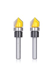 Hampton Mills Wood Cutter 6mm 1/4'' Shank V Groove Bit with Guided Bearing for Woodworking Mining Tools Carbide Router Bits