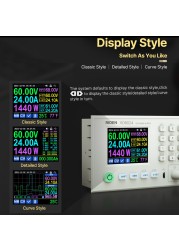 RD6024 RD6024-W 60V 24A USB Color Display Screen DC Adjustable Step-down Voltage Bench Power Supply Potential Converter Data Storage