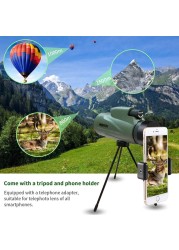 Large field of view 12X50 monocular outdoor camping travel hunting HD FMC telescope with tripod mobile phone holder bird watching