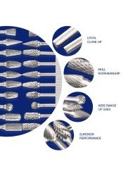 10pcs Tungsten Mill Head Tungsten Steel Tungsten Carbide Bits Sets Mini Drill Bit Diamond Burs Material Tungstenio Dremel Accessories