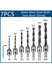 XCAN 3mm-10mm HSS Countersunk Drill Bit Set Woodworking Lathe Chamfer Drill Counterbur Pleut Hole Cutter Screw Hole Drill