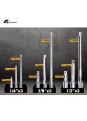 3-Piece/9-Piece Extension Bar Set 1/4", 3/8" and 1/2" Tip Wrench Accessories