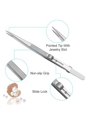 163mm anti-static for jewelry electronic components hold tightly adjustable slide lock tweezers precision industrial tweezers