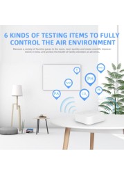 Tuya WiFi Air Butler/VOC/CO2/Temperature/Smart Sensor/PM2.5 6in1 Air Quality Detection Monitor Work with Google Home Alexa