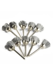 XCAN Shiny Tire Brush 10pcs 3.mm Shank Wire Brush For Dremel Rotary Tools Accessories