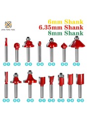 6mm/6.35mm/8mm15Pc Router Bit Set Trimming Bit Straight Milling Cutter Bit Wood Tungsten Carbide Cutting Woodworking LT027