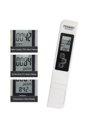 LCD digital display 3 in 1 pen type water quality tester TDS/EC/thermometer filter 0-9990 water purity purity monitor