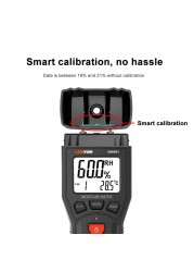 Digital Wood Moisture Meter 2 Pins Different Materials Humidity Tester 0-60% Humidity Detector Backlit Screen Wall Hygrometer