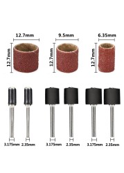 CMCP 384pcs Sanding Bands Kit Grit 80 120 240 320 400 600 Sandpaper with 1/4 1/2 Sanding Drum for Dremel Rotary Polishing Tool