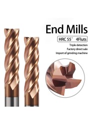 HRC55 Carbide End Mill 1 2 4 5 6 8 10 12mm 4Flutes Milling Cutter Iron Cutter CNC Maching CNC EndMill Milling Cutter