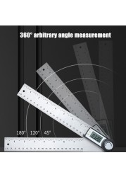 Digital Protractor 200mm 8 inch Angle Gauge Plastic/Stainless Steel Goniometer 360 Inclinometer Inclinometer