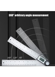 مقياس زاوية رقمي منقلة 200 مللي متر 8 بوصة أداة قياس الزوايا البلاستيك/الفولاذ المقاوم للصدأ 360 مقياس الميل مقياس الميل