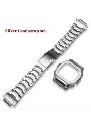 G-Refit 316 Stainless Steel DW5600 G5600E GW/DW5000 Watch Strap/Case DW5035 Silver Belt Straps and Watches Bezel with Tools