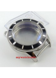 46mm 316L Steel Black Bezel Watch Fit ETA 2836 Miyota 8215 821A DG 2813 3804 movement