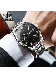 OUPINKE Top Brand Automatic Mechanical Movement Men's Watch Waterproof Tungsten Steel Strap Fashion Simple Men's Watch