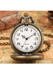 Souvenir Vintage Men's Quartz Pocket Watch Wild Animal Pattern Thick Chain Unique Personality Unisex Hollow out Watch