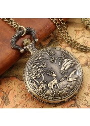 Men's Hollow Out Retro Quartz Chain Pocket Watch Personality Wildlife Style Valentine's Day Valentine's Day Gift