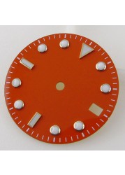 28.5mm watch dial orange red sterile watch dial fit for NH35A movement automatic watch dial luminous hands