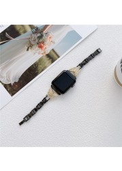 Women Stainless Steel Strap for Apple Watch Band 40mm 41mm 44mm 45mm Slim Metal Link Bracelet Strap iWatch Series se 5 4 6 7 SE