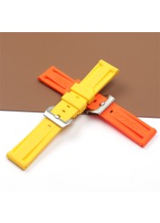 High Quality Black Blue Red Orange Army Green Watchband Silicone Rubber Strap for Panerai Pin Buckle 22mm 24mm 26mm