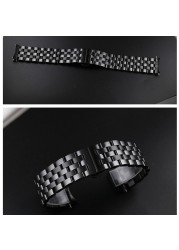 18 19 20 21 22mm 24 26mm Watch Band Flat Curved End Stainless Steel Watchband Butterfly Buckle Replacement Watch Strap Bracelet