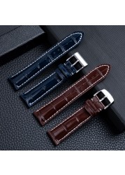 22mm 24mm for Breitling Strap Italy Genuine Cow Leather Watch Band Premier B01 Bentley Avenger Navitime 316L Pin Buckle Logo