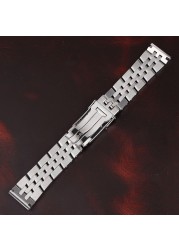 18 20mm 22mm High Quality Stainless Watchband for Breitling Watch Strap Silver Gold Men Bracelet Push Button Hidden Clasp