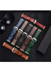 High Quality Handmade Cowhide Watch Strap Vintage Retro Watch Band Bracelets Wristwatchbands Straps 18mm 20mm 22mm 24mm