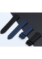 Quality 25mm-9mm Black Blue Soft Rubber Silicone Watches Band for Vacheron Constantin Strap VC Watchband Wristband Folding Buckle