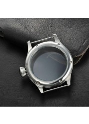 Watch 316 stainless steel silver necklace fit for ETA UNITAS 6497/6498 movement, sapphire glass 43mm men's watch