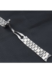 20mm 22mm Solid Silver Stainless Watchband For Tag Heuer Carrera Special Curved End Clasp Men's Wristband Logo On