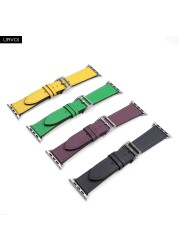 URVOI Leather Band for Apple Watch Series 7 6 SE 5 4 3 2 1 Round One for iwatch Straps Wrist Band Classic Design 41 45mm