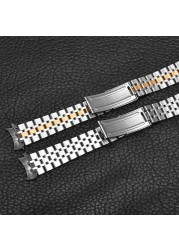 Metal Solid Stainless Steel Strap For Tudor Princes 19mm Folding Buckle Bracelet Replacement Men Women Curved End Watchband