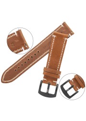 Oil Wax Leather Watch Band Bracelet 20mm 22mm For Samsung Galaxy Watch 42 46mm High-end Cowhide Watch Straps For Huawei GT2