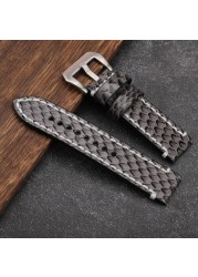 Handmade Gray Python Leather Bracelet, 20 22 24 26mm, Compatible with PAM111 441, Leather Strap, Men's Bracelet