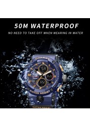 SMAEL sport watch men waterproof LED digital watches stopwatch big dial watch for male 8038 relogio masculino men quartz watches