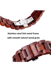 Wooden Strap for Apple Watch Band 44mm 40mm iWatch Band 42mm 38mm Metal Butterfly Clasp Bracelet Apple Watch Series 6 5 4 3 se