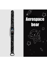 Suitable for Mi band 4/5/6 wristband 3 nfc version strap cartoon cute Akita astronaut printing silicone sports watch wristband