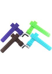 Silicone strap 20mm flat pin buckle watch accessories for kids ladies color strap