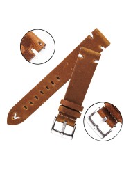 Leather Watchband Black Dark Brown Oil Wax Leather Italian Watch Strap 18mm 20mm 22mm Quick Release Handmade Cowhide Watch Strap