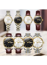 OLEVS Top Brand Classic Men's Quartz Watch Water Resistant Leather Strap Business Popular Casual Men's Watch Date Clock