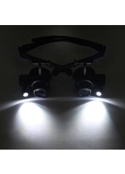 10X/15X/20X/25X Observation Magnifying Lens Headband Glasses Jeweler Watchmaker Head Wearing Glasses Magnifier Loupes with LED