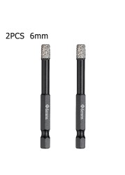 2pcs 6mm Hex Handle Vacuum Brazed Diamond Dry Drill Bits Hollow Saw Blade Cutter for Granite Ceramic Marble Glass