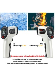 XRCLIF Non-Contact Digital Infrared Laser Thermometer Gun High Low Temperature Alarm -58℃~1112℃ Thermometer Thermometer